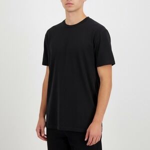 Black T Shirt Mens Size Large Short Sleeve Crew Neck Basic Top‎